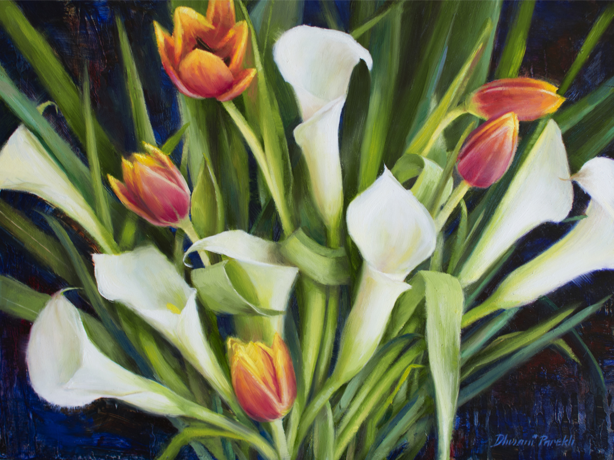 Calla lilies and tulips
